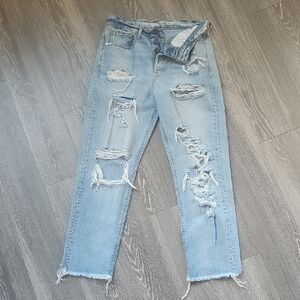 American Eagle Outfitters Light Blue 90s Boyfriend Ripped Jeans